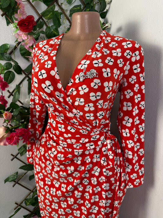 Robe portefeuille courte a longue manche