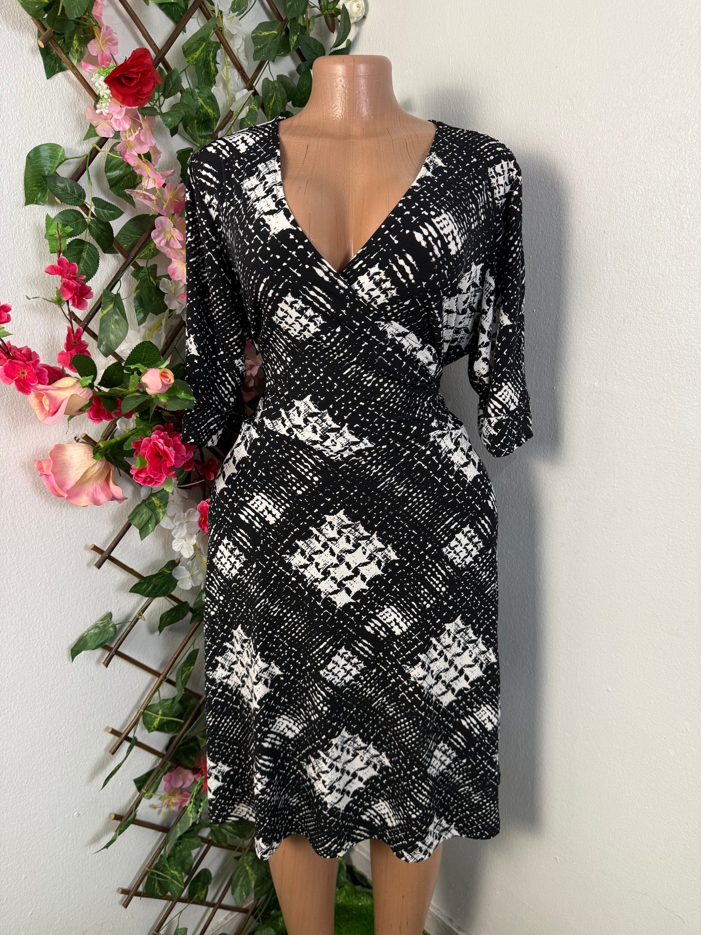Robe mi longue portefeuille manche 3/4
