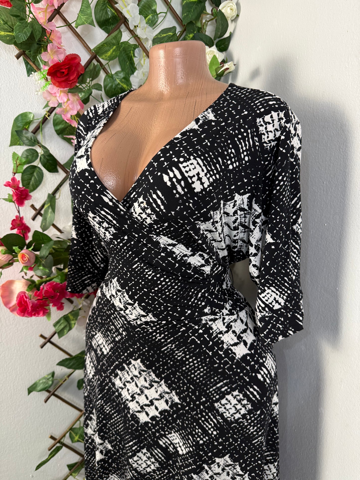 Robe mi longue portefeuille manche 3/4