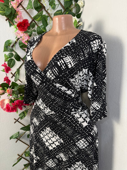 Robe mi longue portefeuille manche 3/4