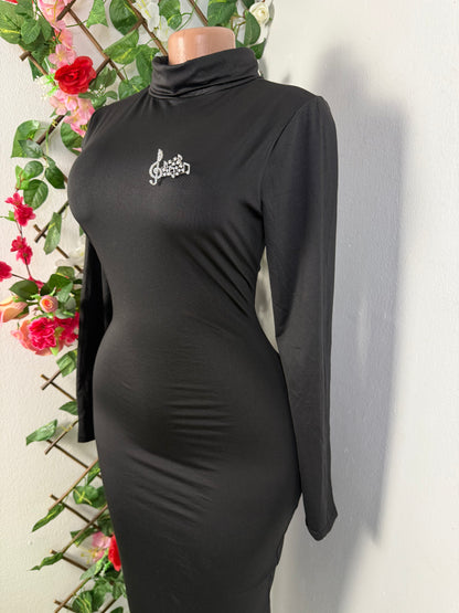 Robe moulante colle montant manche longue