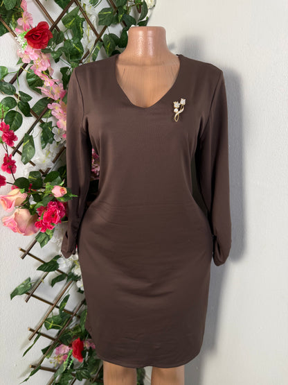 Robe droite mi longue a manche longue