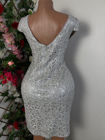 Robe moulante courte en maille blanc