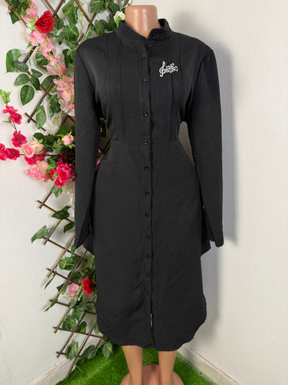 Robe chemise longue a colle mao
