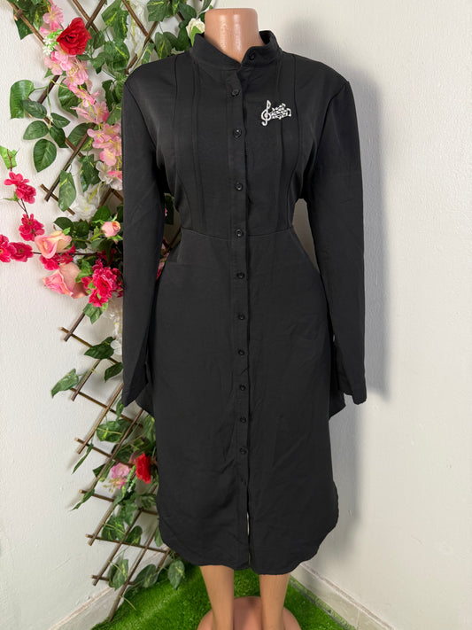 Robe chemise longue a colle mao
