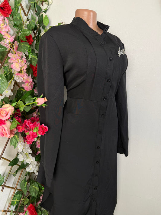 Robe chemise longue a colle mao