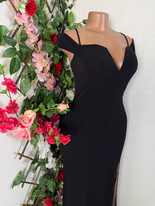 Robe longue moulante decollete bardeau