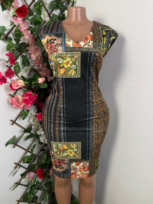 Robe moulante imprimé sans manche - Perluna Store - kinshasa