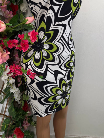 Robe moulante imprimée lotus vert
