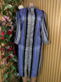 Robe évasée mi-longue manches longues col mao-S