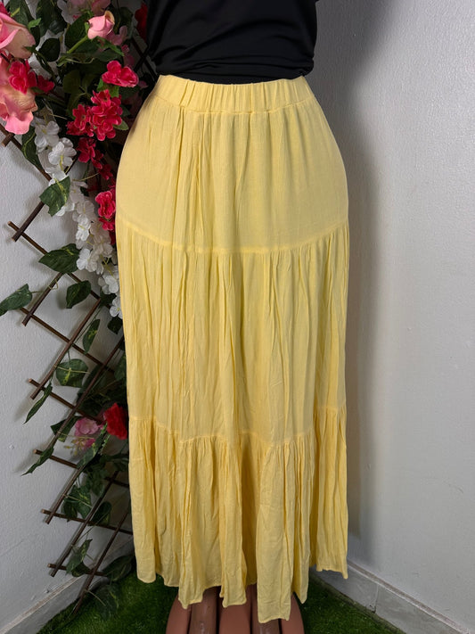 Jupe longue décontracté couleur jaune - Perluna Store - kinshasa