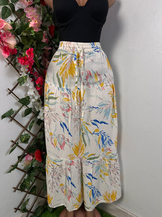 Jupe longue évasée imprimée fleurie - Perluna Store - kinshasa