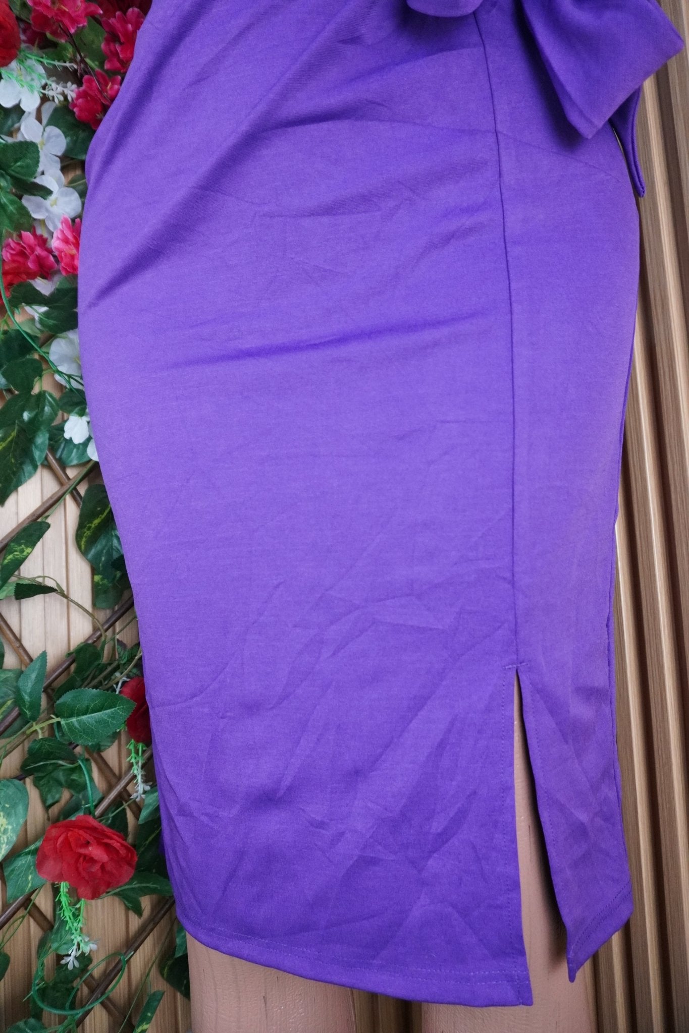 Jupe moulante avec noeud couleur violet- - Perluna Store
