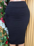 Jupe moulante croisée couleur noir - Perluna Store