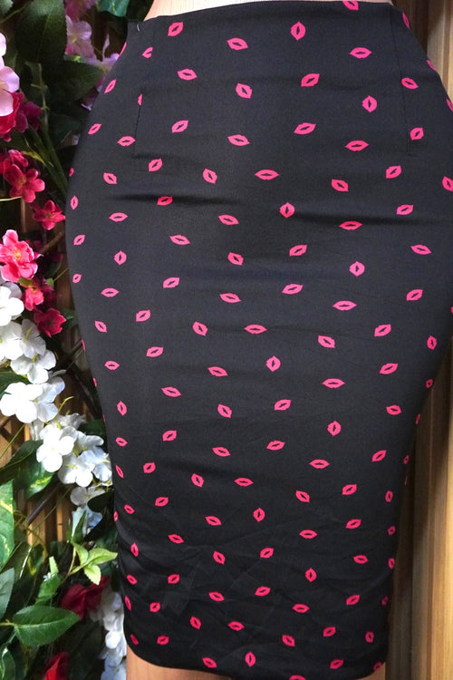 Jupe moulante de couleur noir motif points-S - Perluna Store