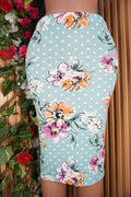 Jupe moulante imprimée fleurie- - Perluna Store