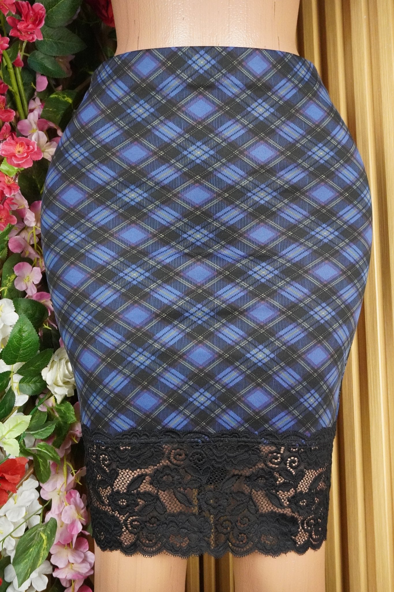Jupe moulante motif carré géométrique - - Perluna Store