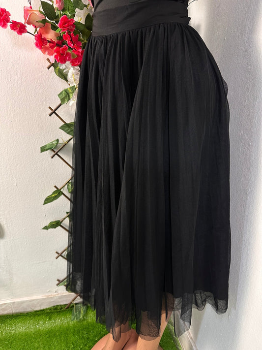 Jupe noir en voile avec doublure - Perluna Store - kinshasa