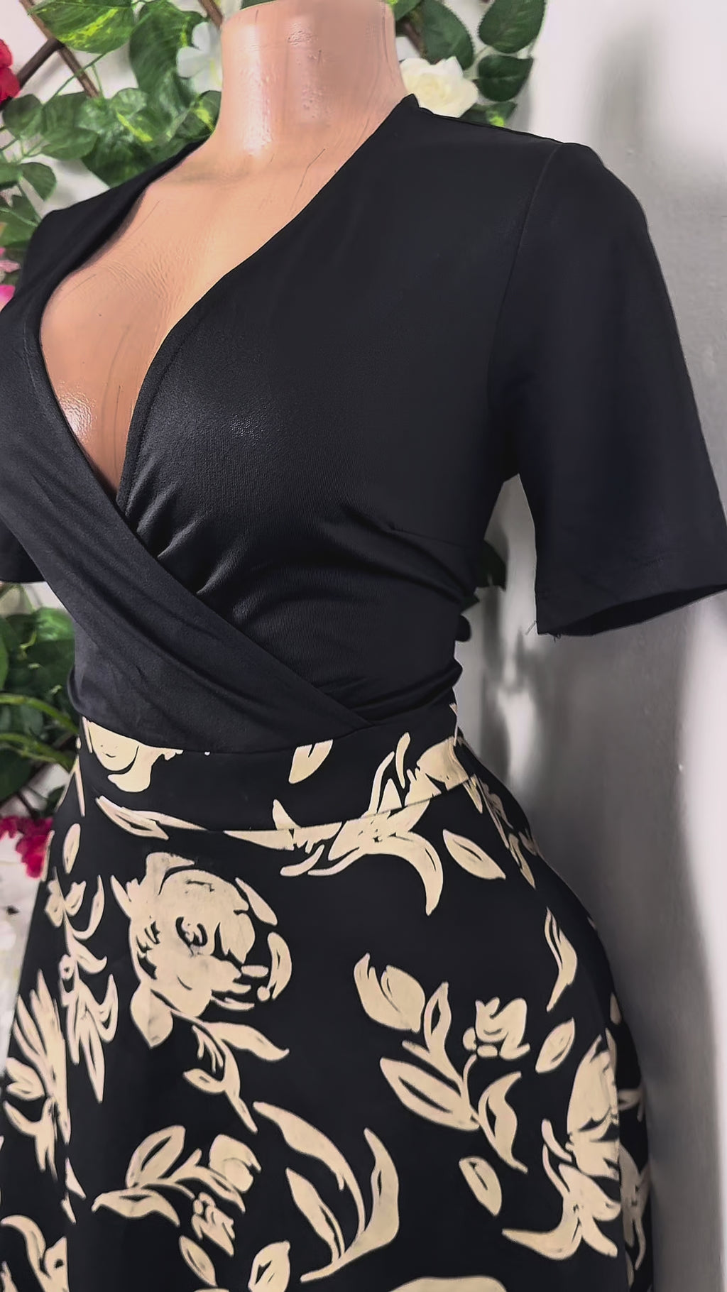 Robe évasée à deux temps manches courtes