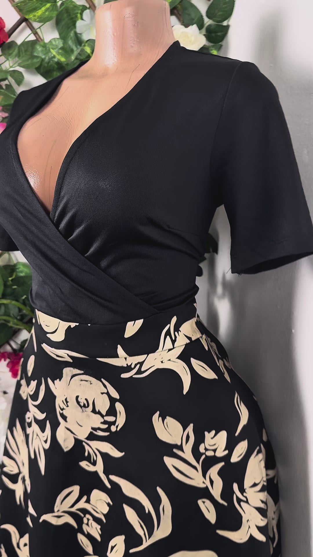 Robe évasée à deux temps manches courtes