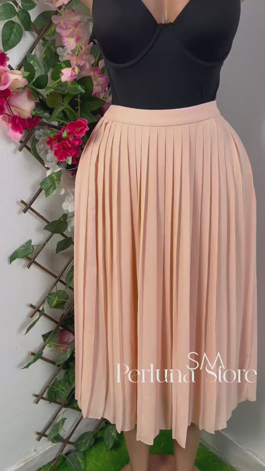 Jupe plissée longue couleur rose foncé et rose pale