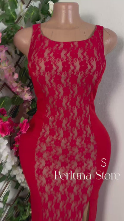 Robe élégante longue à fente remonté sans manche