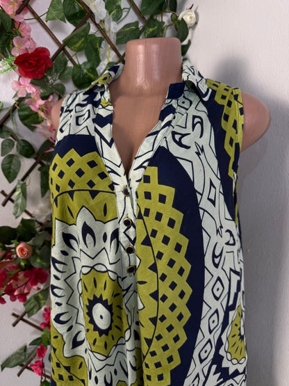 Robe a imprimer colle chemise sans manche - Perluna Store - kinshasa