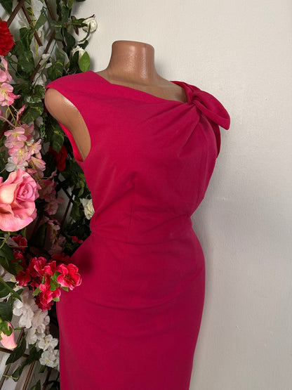 Robe crayon sans manche décolleté rond avec nœud - Perluna Store - kinshasa