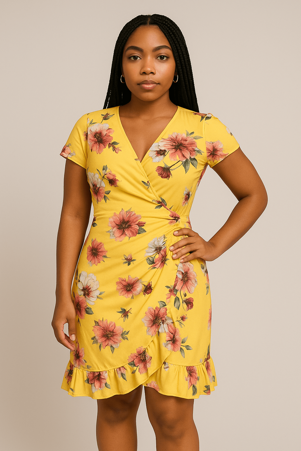 Robe croisé manche courte à ourlet - Perluna Store - kinshasa