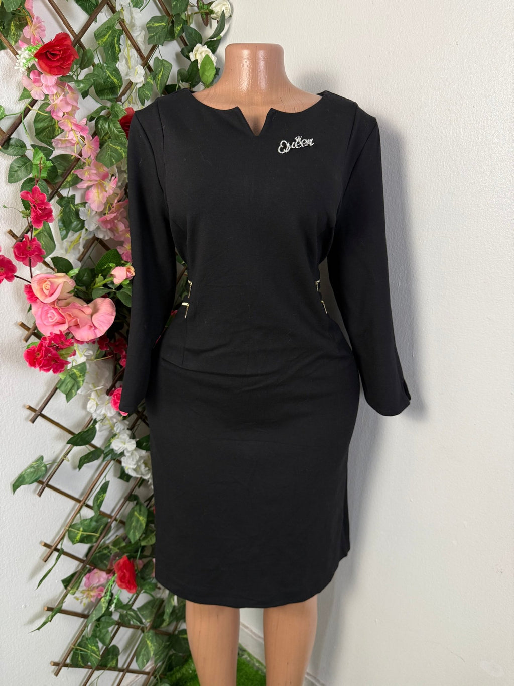 Robe droite a manche longue décolleté halter - Perluna Store