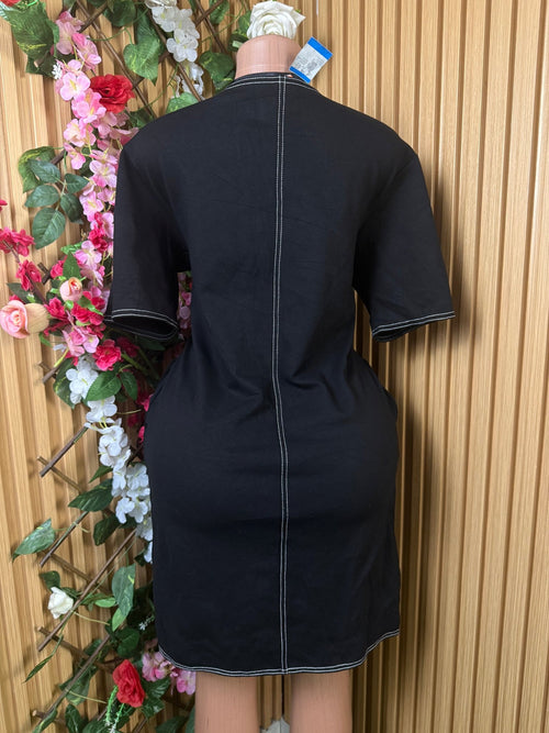 Robe droite manches 3/4 décolléctée - Perluna Store
