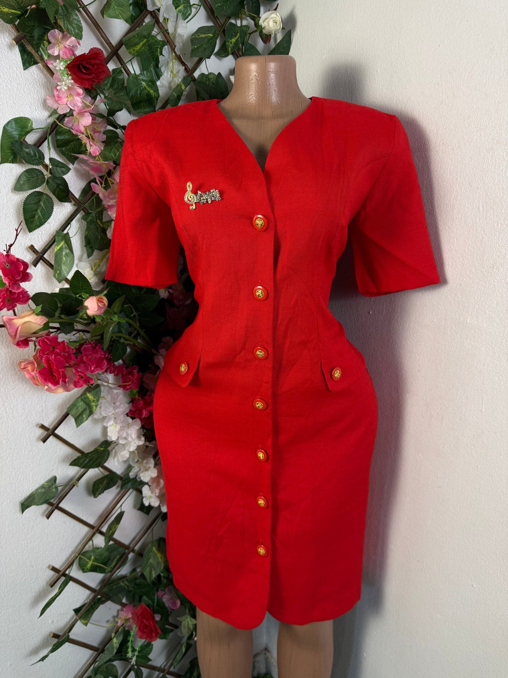 Robe droite  manches courte col veste avec boutons - Perluna Store