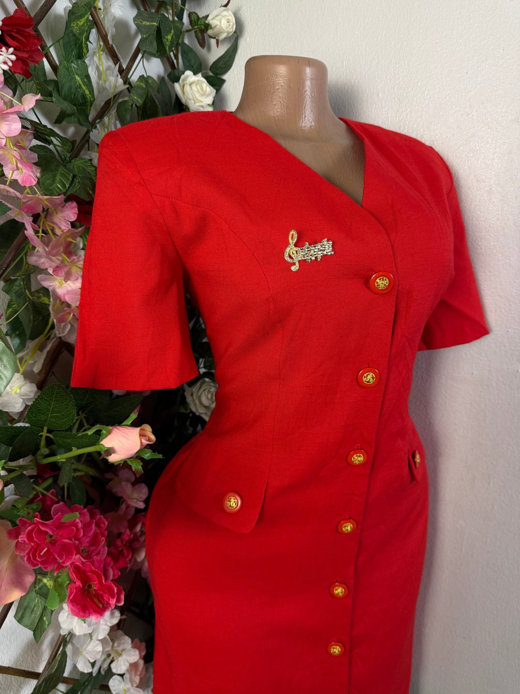 Robe droite  manches courte col veste avec boutons - Perluna Store
