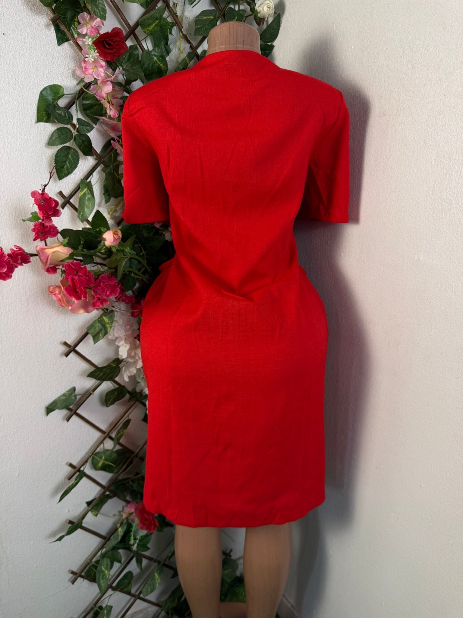 Robe droite  manches courte col veste avec boutons - Perluna Store