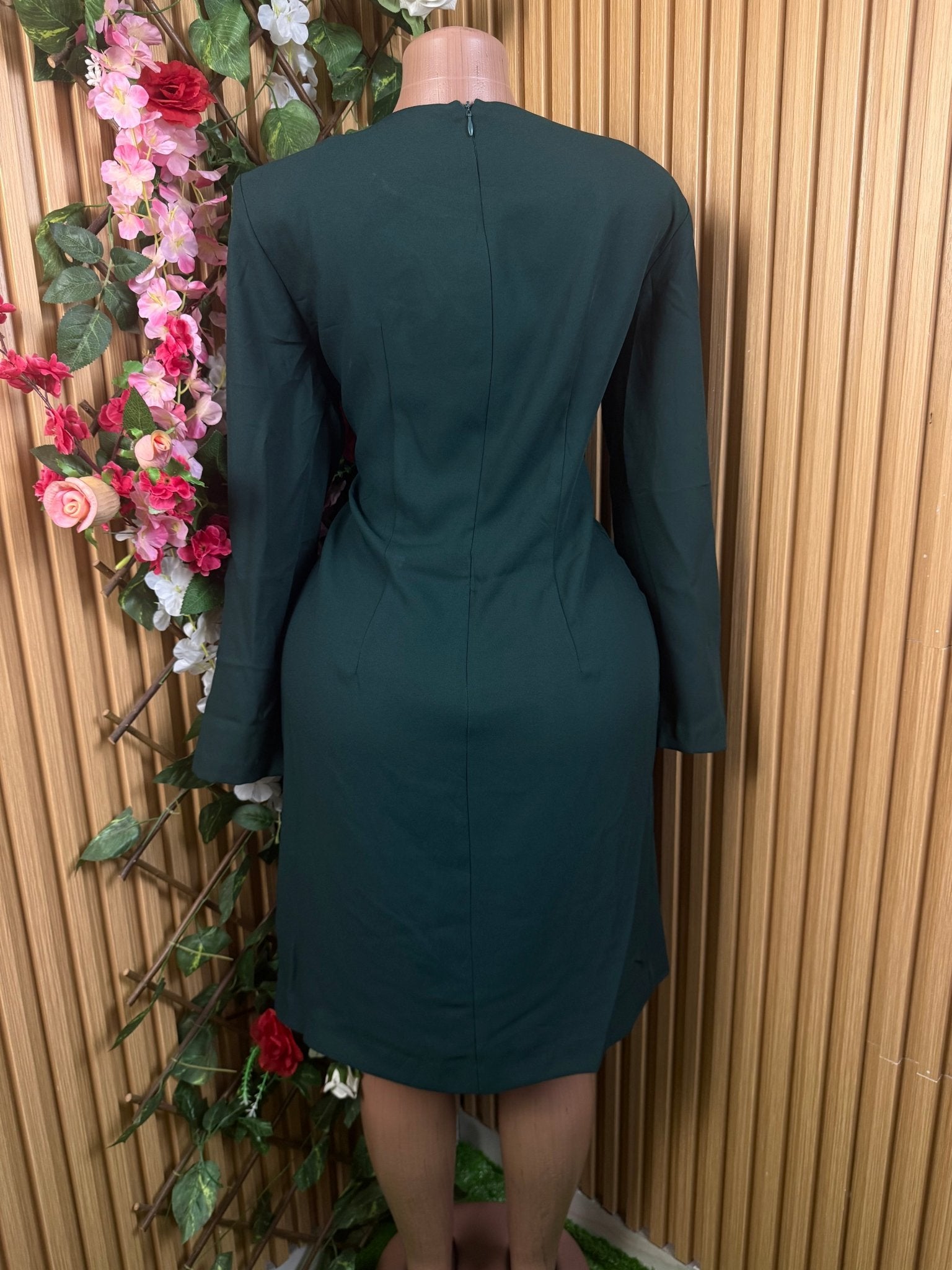 Robe droite manches longues ceintrée - Perluna Store