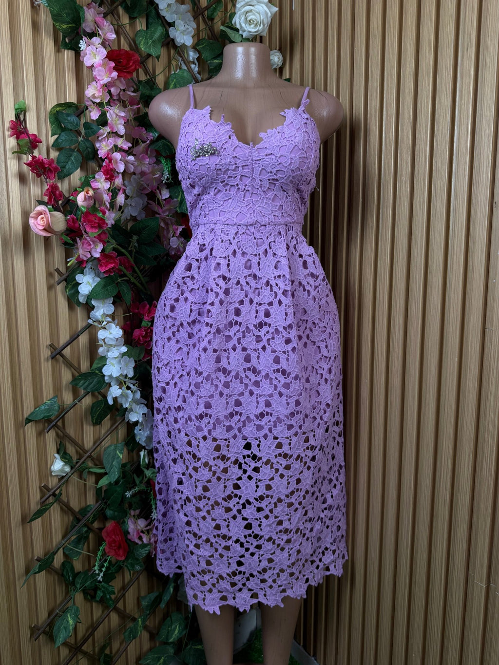 Robe droite mi- longue à fines bretelles imprimée bretelles - Perluna Store