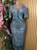 Robe droite mi-longue avec boutons manches courtes - Perluna Store