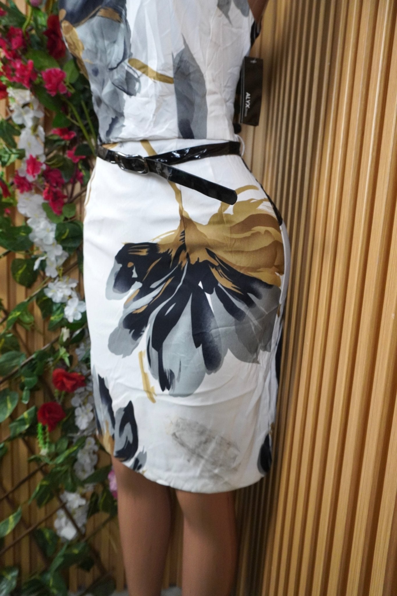 Robe droite sans manches imprimée fleurie décolletée-M - Perluna Store