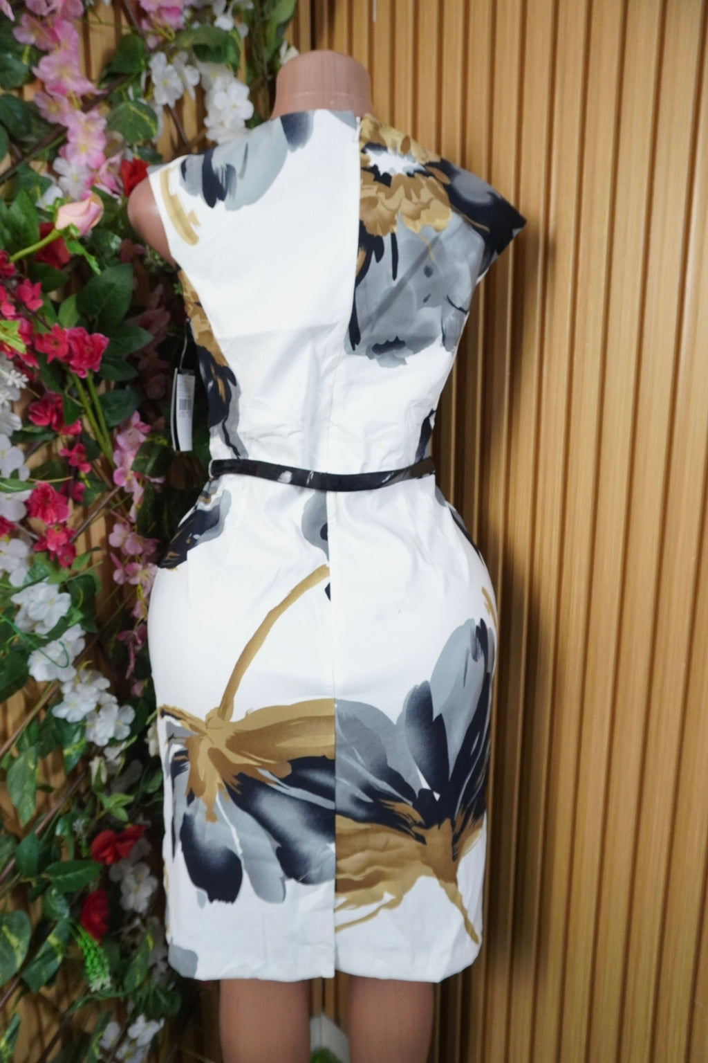 Robe droite sans manches imprimée fleurie décolletée-M - Perluna Store