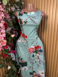 Robe droite sans manches imprimée fleurie décolletée - Perluna Store