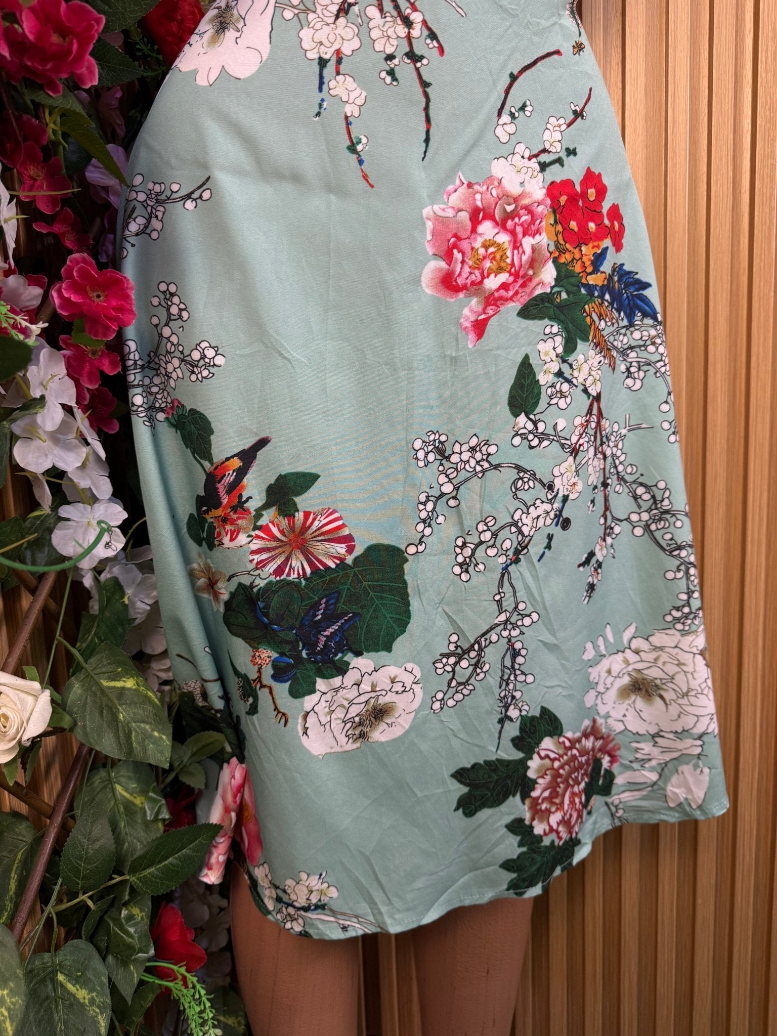 Robe droite sans manches imprimée fleurie décolletée - Perluna Store