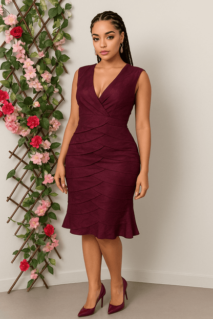 Robe élégante colle en V  - Perluna Store - kinshasa
