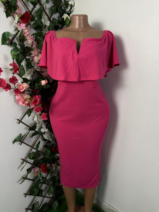Robe élégante décolleté volant - Perluna Store - kinshasa