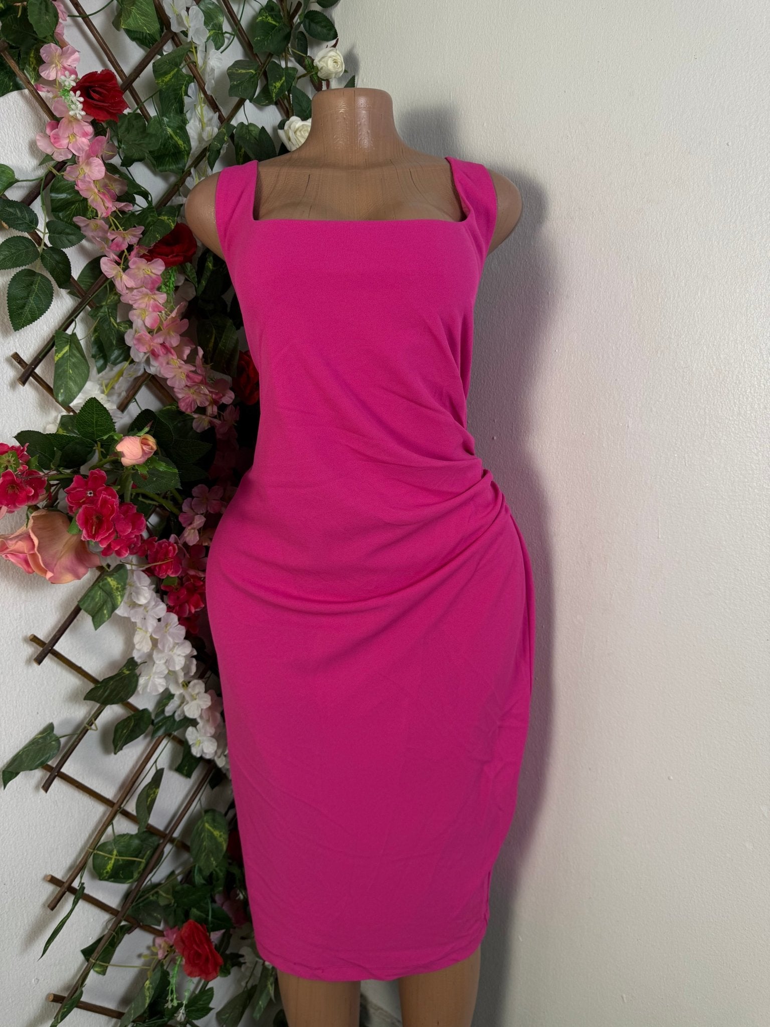 Robe élégante droite manches courtes-col carré - Perluna Store