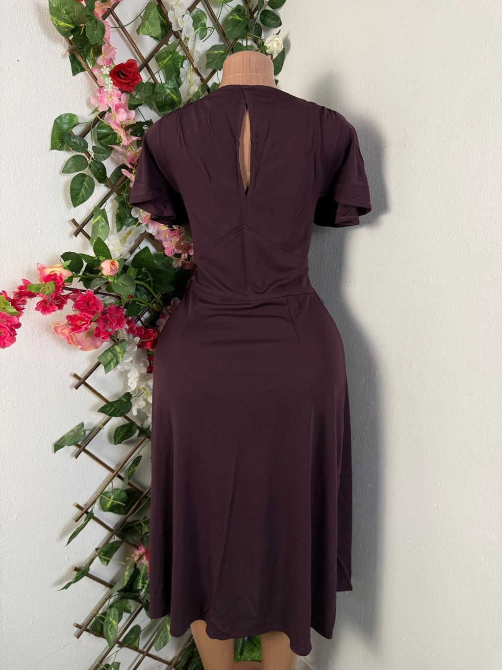 Robe élégante droite manches courtes-col V - Perluna Store
