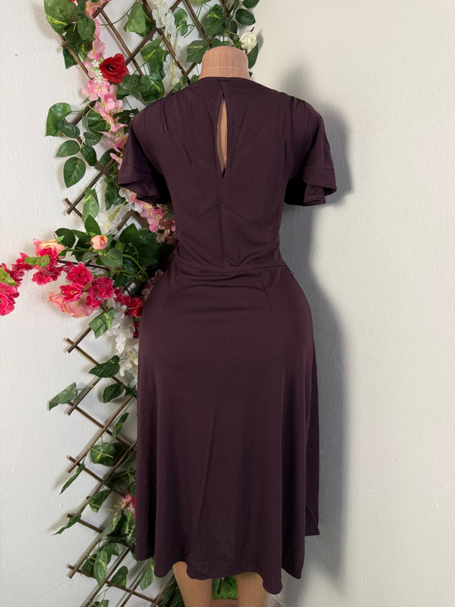 Robe élégante droite manches courtes-col V - Perluna Store