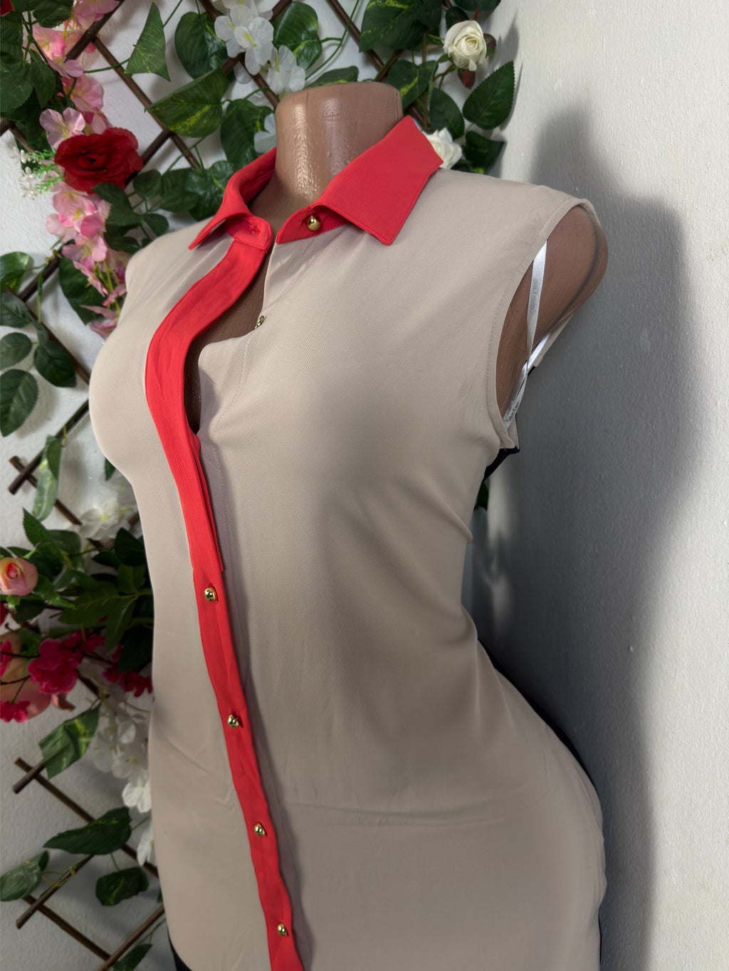 Robe élégante droite sans manches col chemise - Perluna Store