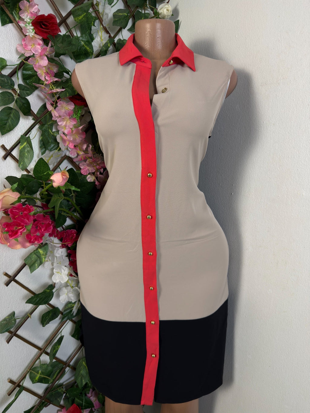 Robe élégante droite sans manches col chemise - Perluna Store