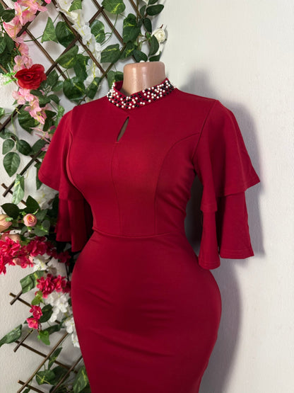 Robe élégante manche volant  - Perluna Store - kinshasa