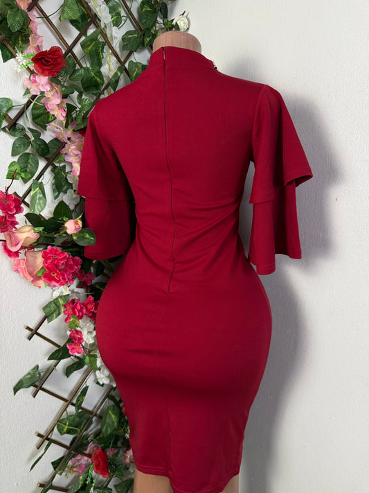 Robe élégante manche volant  - Perluna Store - kinshasa